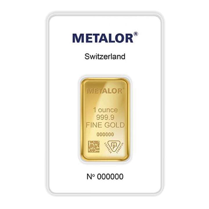 Златно кюлче Metalor, 24 карата, 1 унция, Чистота 999,9‰